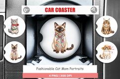 Fashionable Cat Mom Car Coaster Product Image 1