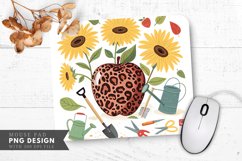 Funky Leopard Apple with Sunflowers and Tools Mouse Pad PNG Product Image 1
