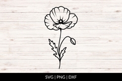 Hand Drawn Poppy Flower Stem SVG Product Image 1