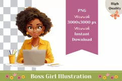 Boss Lady Illustration, Girl with Laptop, Business Lady PNG Product Image 1