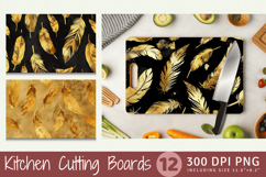 Gold Birds Feathers Cutting Boards sublimation Design Product Image 1