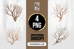 Watercolor Bare Tree Branches Nature Clipart Sublimation PNG Product Image 1