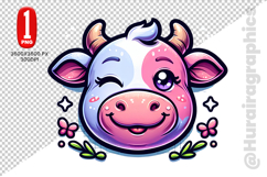 Cute Cow Clipart - PNG File Product Image 1