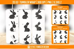 Cute Rabbit Seemless Tumbler Wrap Designs, Sublimation Wrap Product Image 1