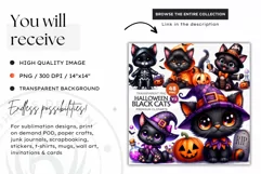 Halloween Clipart,kitten Black cat png,halloween sublimation Product Image 2