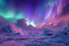 Aurora Borealis Over Frozen Landscape Art Background Product Image 1