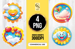 Cute Rainbow Heart Cloud Clipart Sublimation PNG Product Image 1