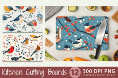 Cute Winter Birds Cutting Boards sublimation Design Product Image 1
