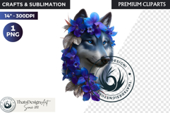 Floral Wolf Fantasy clipart, Botanical Wildlife Graphics PNG Product Image 1