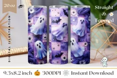Art Halloween Tumbler 3D Wrap, Funny Ghost Tumbler Template Product Image 1