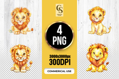 Cute Lion Watercolor Clipart Sublimation PNG Product Image 1