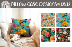 Vintage Flowers Pillow Designs, Floral Pillowcase Template Product Image 1