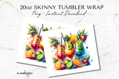 Tropical Cocktail Summer Drinks 20 oz Tumbler Wrap PNG File Product Image 2