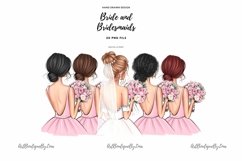 Bride and Bridesmaids Wedding Day Celebration Clipart Product Image 1