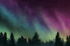 Northern Lights Night Sky Forest Background Art Product Image 1