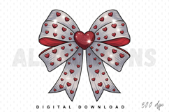 Valentine&#039;s Day Heart Coquette Bow Sublimation PNG Design Product Image 1