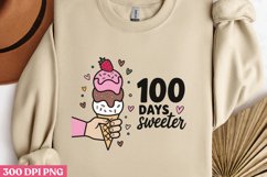 100 Days Sweeter PNG,100 Days Of School Sublimat Product Image 1