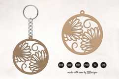 Floral Round Keychain Laser Cut SVG Product Image 1