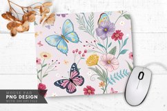 Butterfly and Flower Pattern Mouse Pad PNG Design Product Image 1