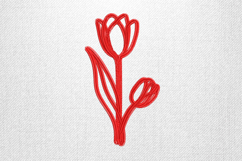 Minimal Red Tulip Line Art Embroidery Design Product Image 1