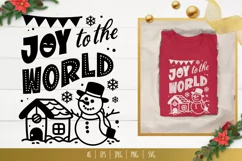 Snowman and House, Joy to The World Lettering SVG Design Product Image 1