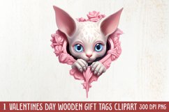 Valentine Cat Peeking Around Clipart Product Image 1