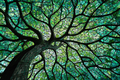 Stained Glass Tree Canopy Green Mosaic Art Background Product Image 1