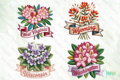 USA State Flowers Embroidery Clipart Product Image 1