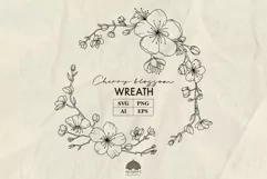 Cherry blossom spring wreath SVG PNG EPS Product Image 1