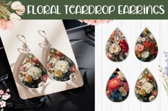 Vintage Flowers Earrings, Nature Teardrop Earring PNG Product Image 1