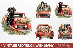 Vintage Red Truck With Many Clipart Product Image 1