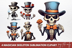 Magician Skeleton Sublimation Clipart Product Image 1