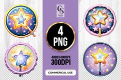 Cute Magic Star Wand Designs Clipart Sublimation PNG Product Image 1