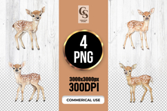 Cute Baby Deer Watercolor Clipart Sublimation PNG Product Image 1