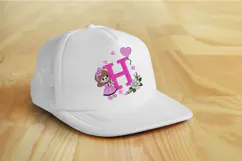 Letter H Girl Machine Embroidery Design Product Image 2