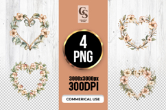 Watercolor Floral Heart Frame Clipart Sublimation PNG Product Image 1