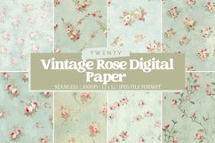 Vintage Rose Digital Paper Bundle, Craft Paper Product Image 1