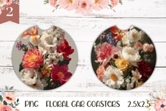 Art Flowers Car Coaster Template, Flowers Coaster PNG Product Image 1