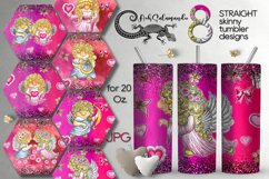 Valentine Cupid sublimation | Skinny tumbler design bundle Product Image 1