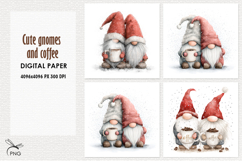 Cute christmas gnomes digital paper, background clipart Product Image 1
