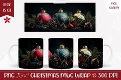 Christmas Balls Mug Sublimation, Christmas Coffee Mug Wrap Product Image 1