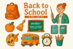 Back to School Clipart and Stickers. School Supplies Product Image 1