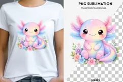 Pastel kawaii axolotl png design for T-shirts Product Image 1