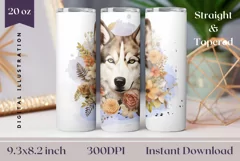 Watercolor Dog Tumbler Wrap Design, Dog Sublimation PNG Product Image 1