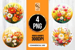 Colorful Floral Bouquet Clipart Sublimation PNG Product Image 1