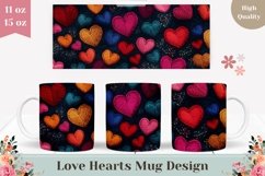 Embroidery Love Hearts Mug Design, Valentine Mug Sublimation Product Image 1