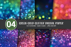Green Gold Glitter Digital Paper Product Image 1