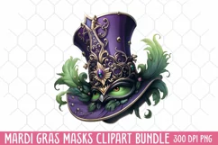 Mardi Gras Masks Clipart, Watercolor Mardi Gras Mask Product Image 1