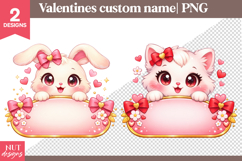 Valentine Name Tag Clipart PNG Valentines day Custom name Product Image 1