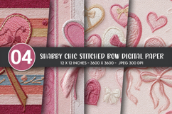 Shabby Chic Stitched Bow Digital Paper Product Image 1